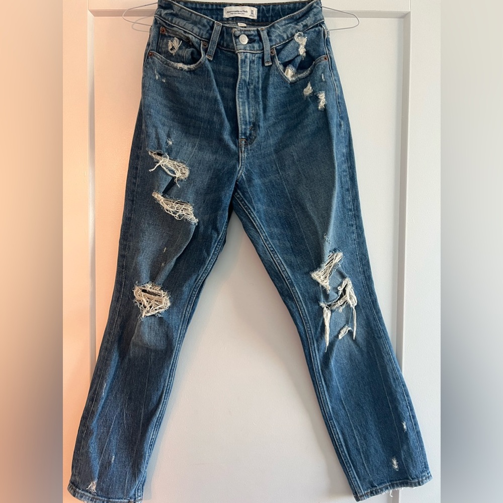 Abercrombie curve love high rise mom jean.